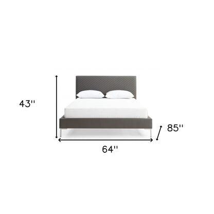 Dark Gray Faux Leather Queen Bed