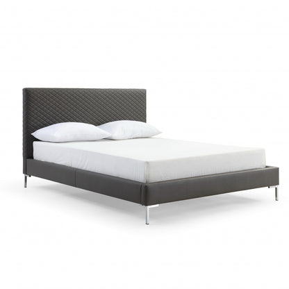 Dark Gray Faux Leather Queen Bed