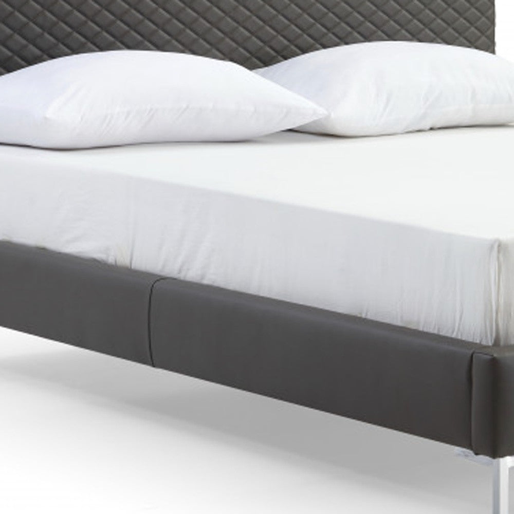 Dark Gray Faux Leather Queen Bed