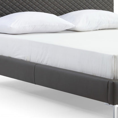 Dark Gray Faux Leather Queen Bed