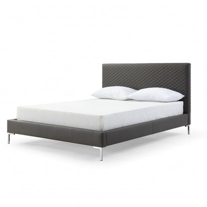 Dark Gray Faux Leather Queen Bed