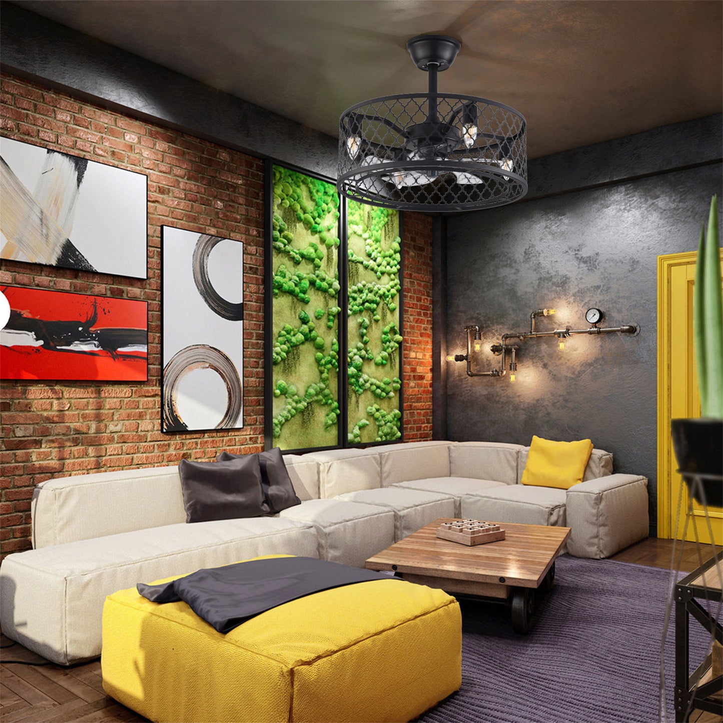 Clear Caged Five Blade Ceiling Fan