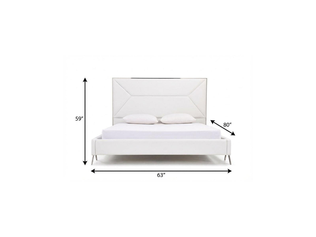 White Tufted Faux Leather Upholstered Queen Bed