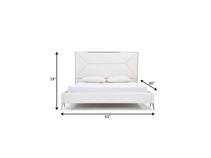 White Tufted Faux Leather Upholstered Queen Bed