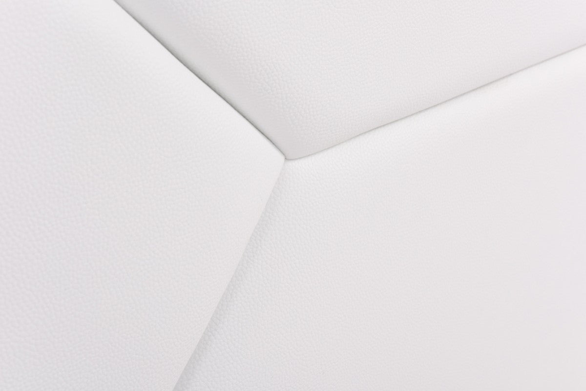 White Tufted Faux Leather Upholstered King Bed