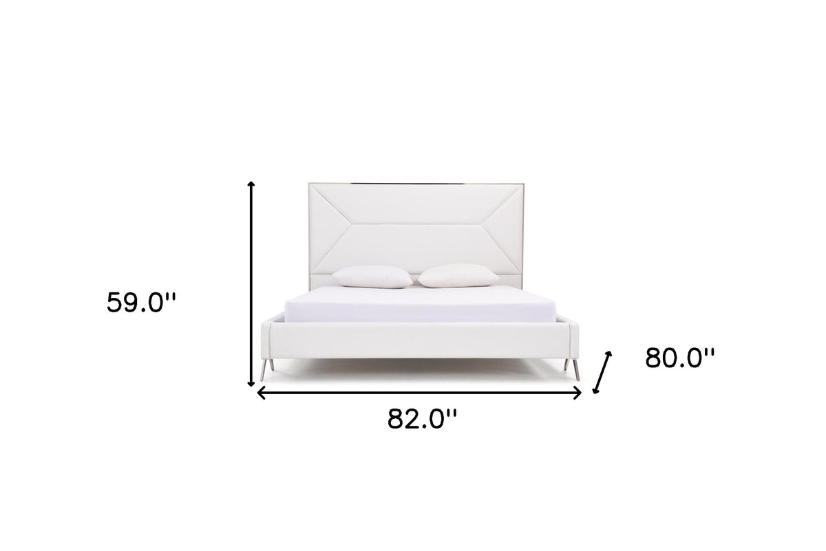 White Tufted Faux Leather Upholstered King Bed