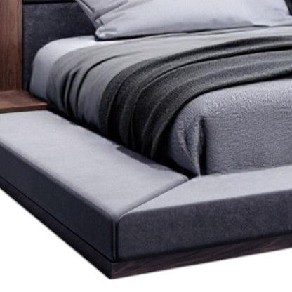 Brown & Gray Wood Upholstered King Bed