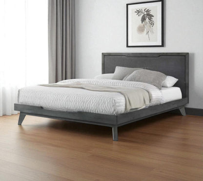 Gray Wood & Linen Queen Bed