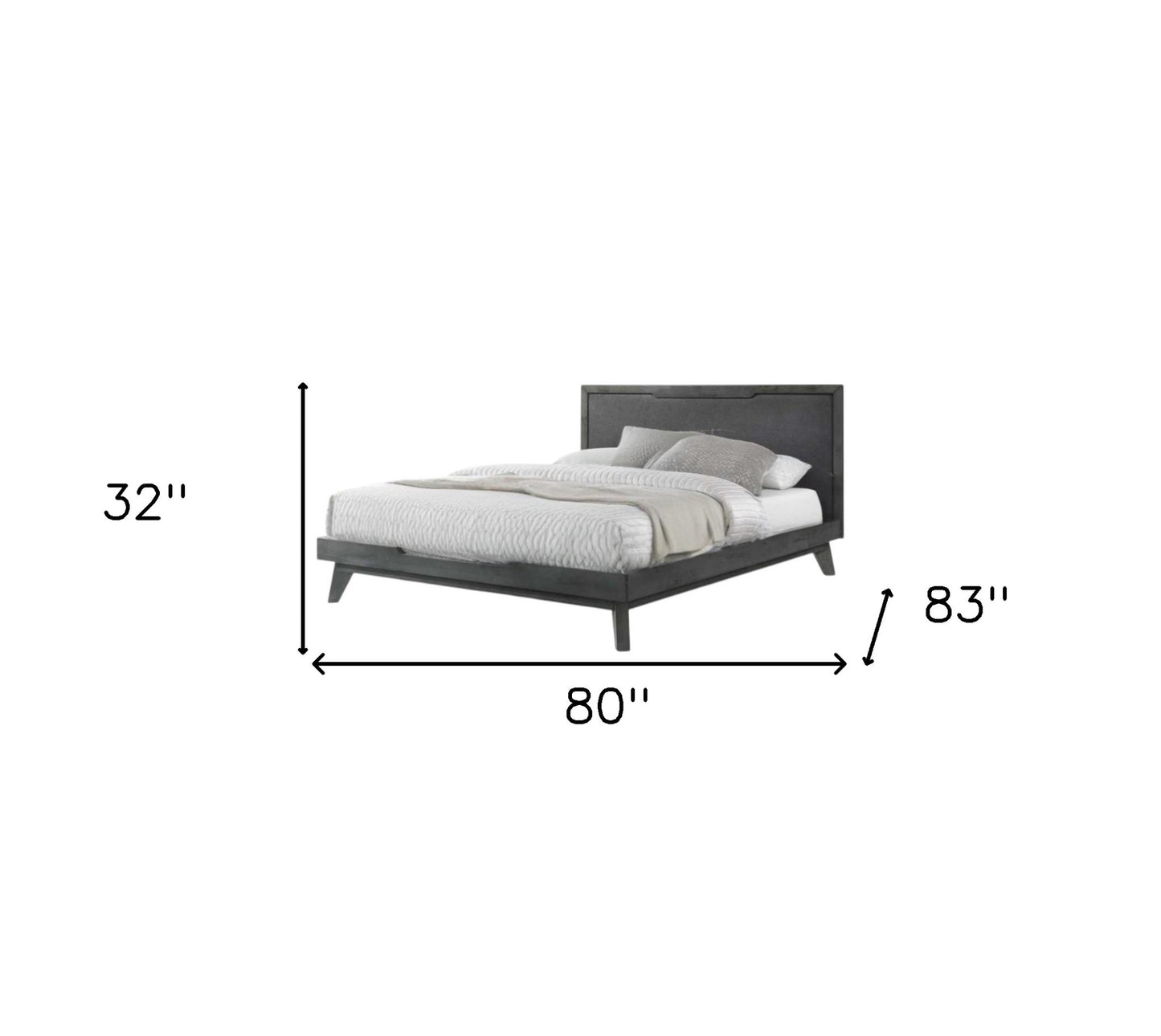 Gray Wood & Linen King Bed Frame