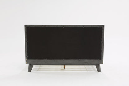 Gray Wood & Linen King Bed Frame