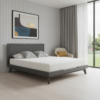 Gray Wood & Linen King Bed