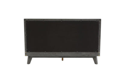 Gray Wood & Linen King Bed Frame
