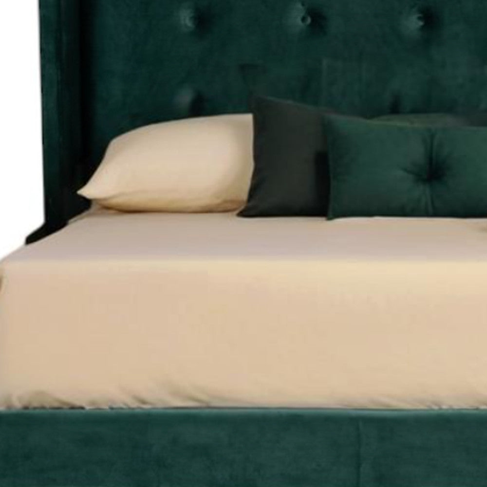 Green Tufted Velvet King Bed Frame