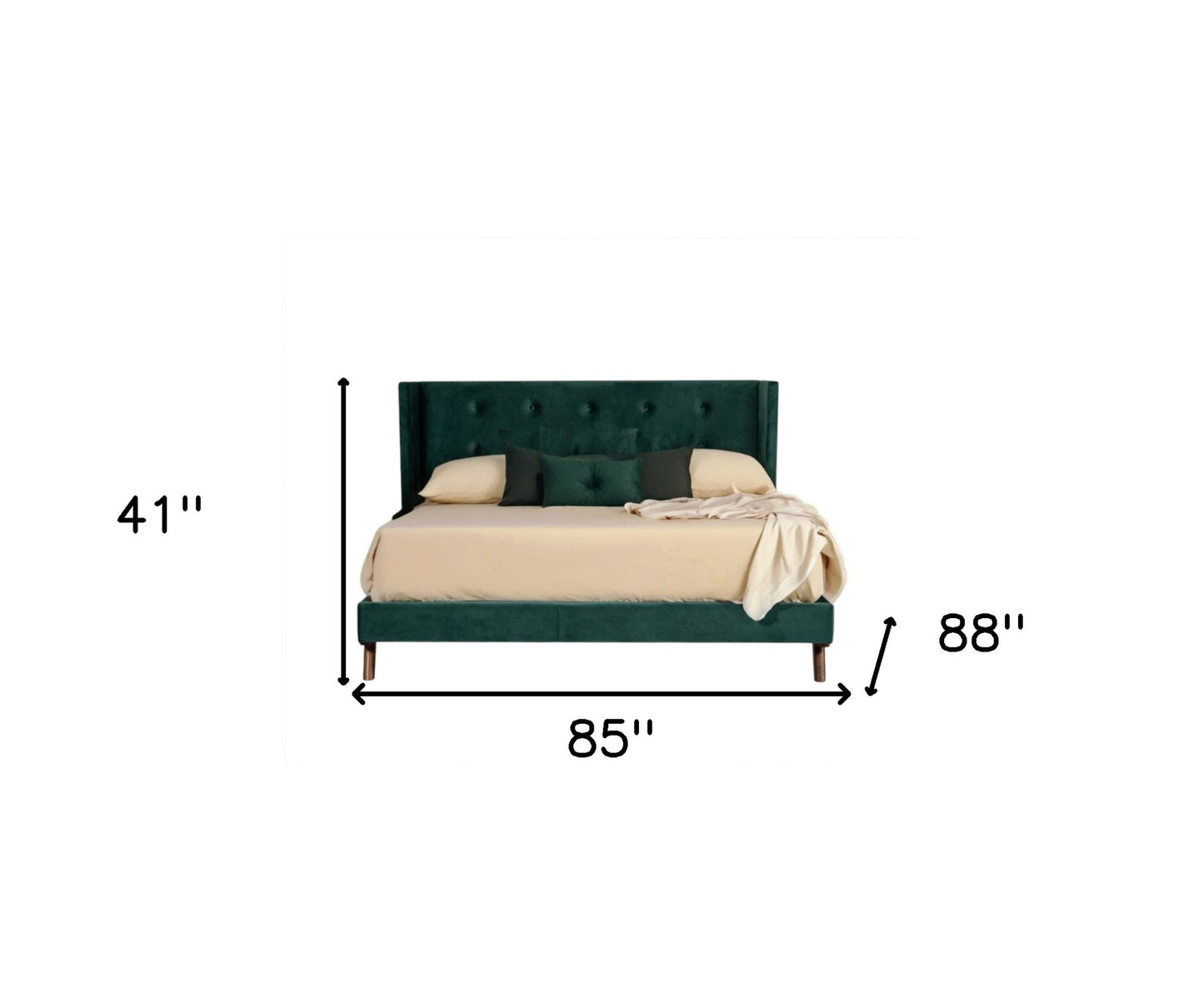 Green Tufted Velvet King Bed Frame