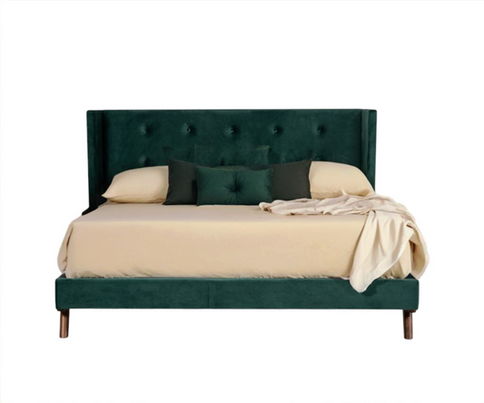 Green Tufted Velvet King Bed Frame