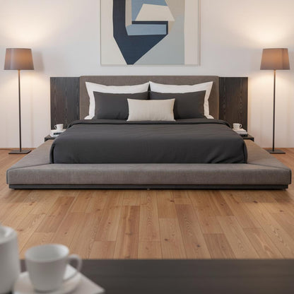 Gray Upholstered Queen Bed