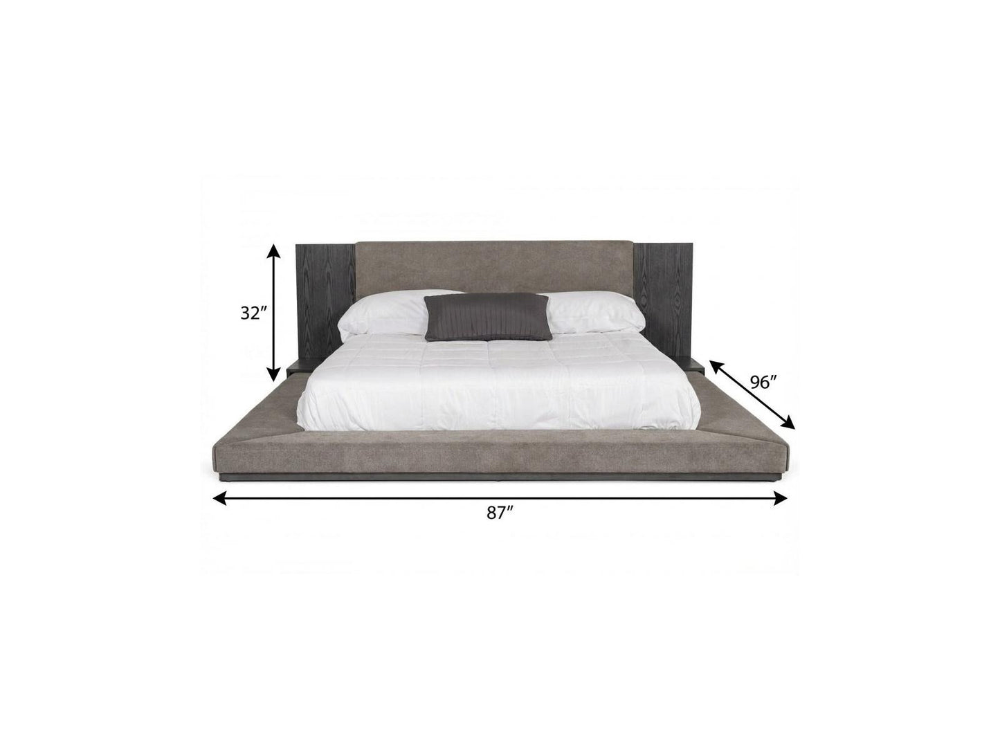 Gray Upholstered Queen Bed