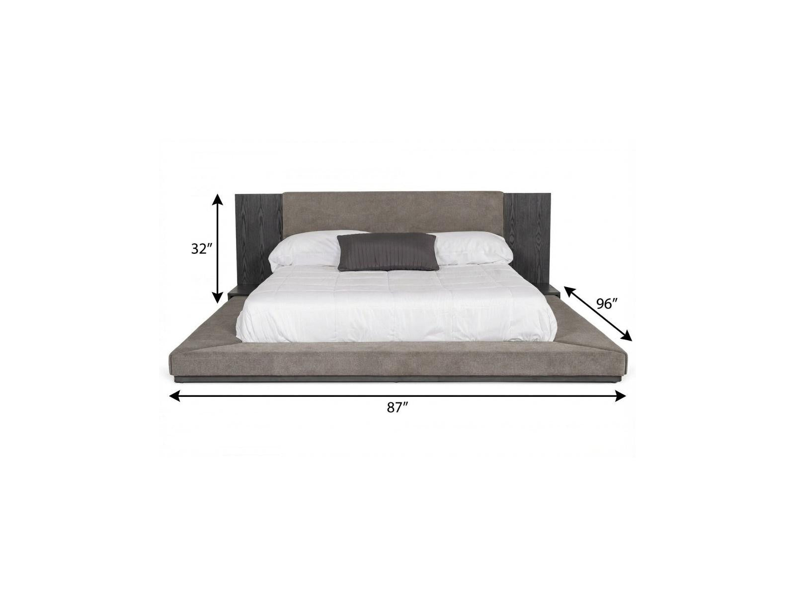 Gray Upholstered Queen Bed