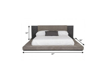 Gray Upholstered Queen Bed