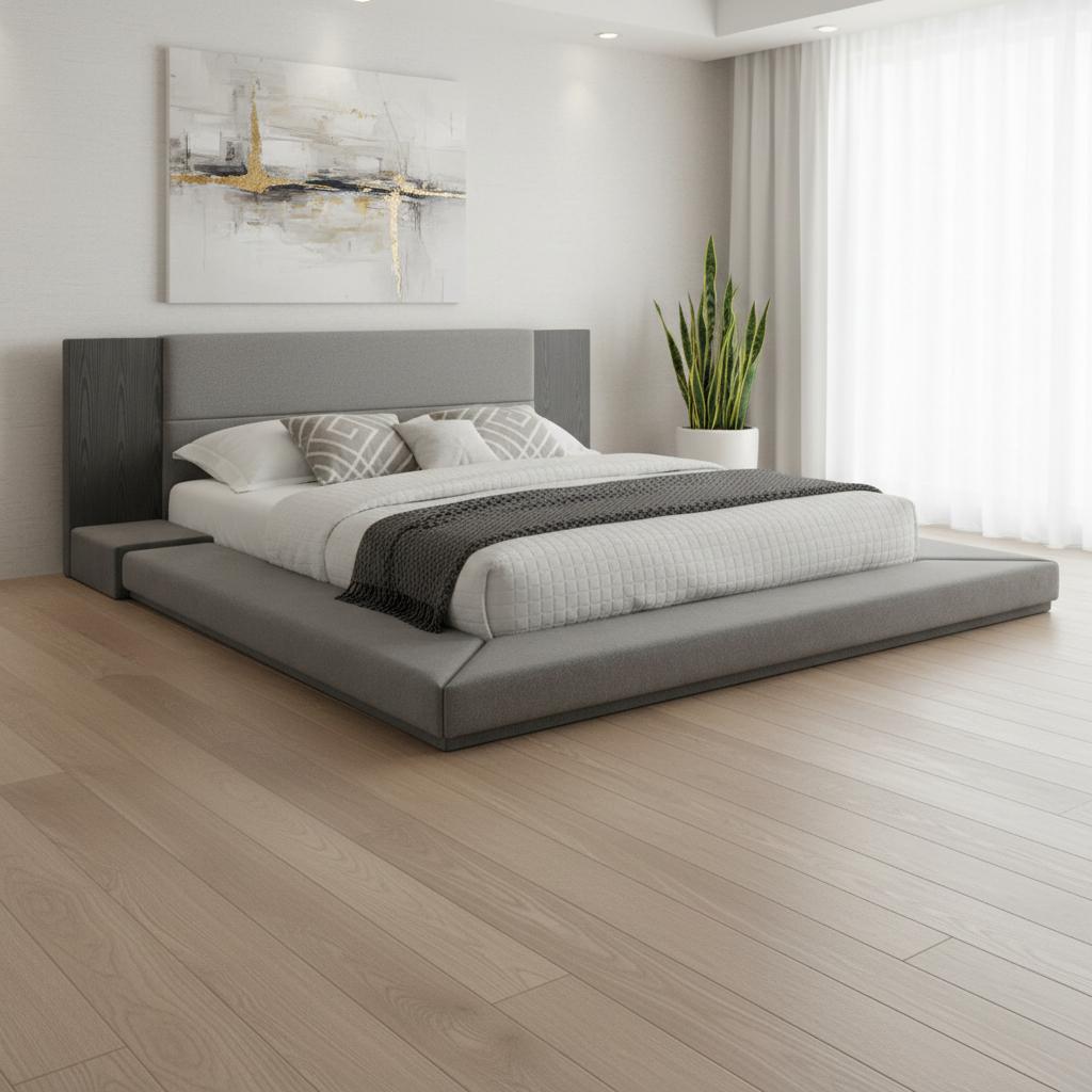 Dark Gray Upholstered King Bed