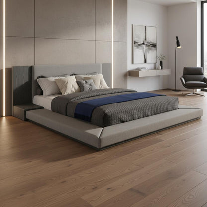 Gray Upholstered California King Bed