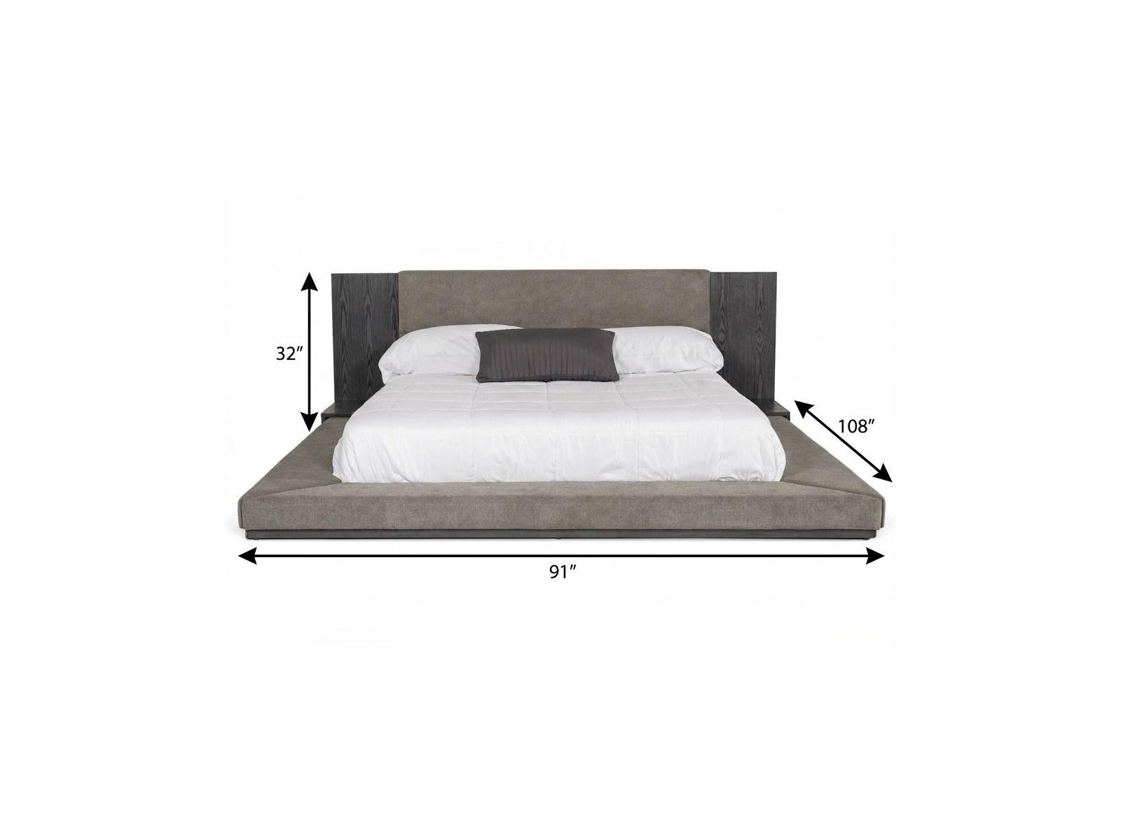 Gray Upholstered California King Bed