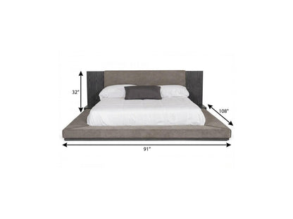 Gray Upholstered California King Bed