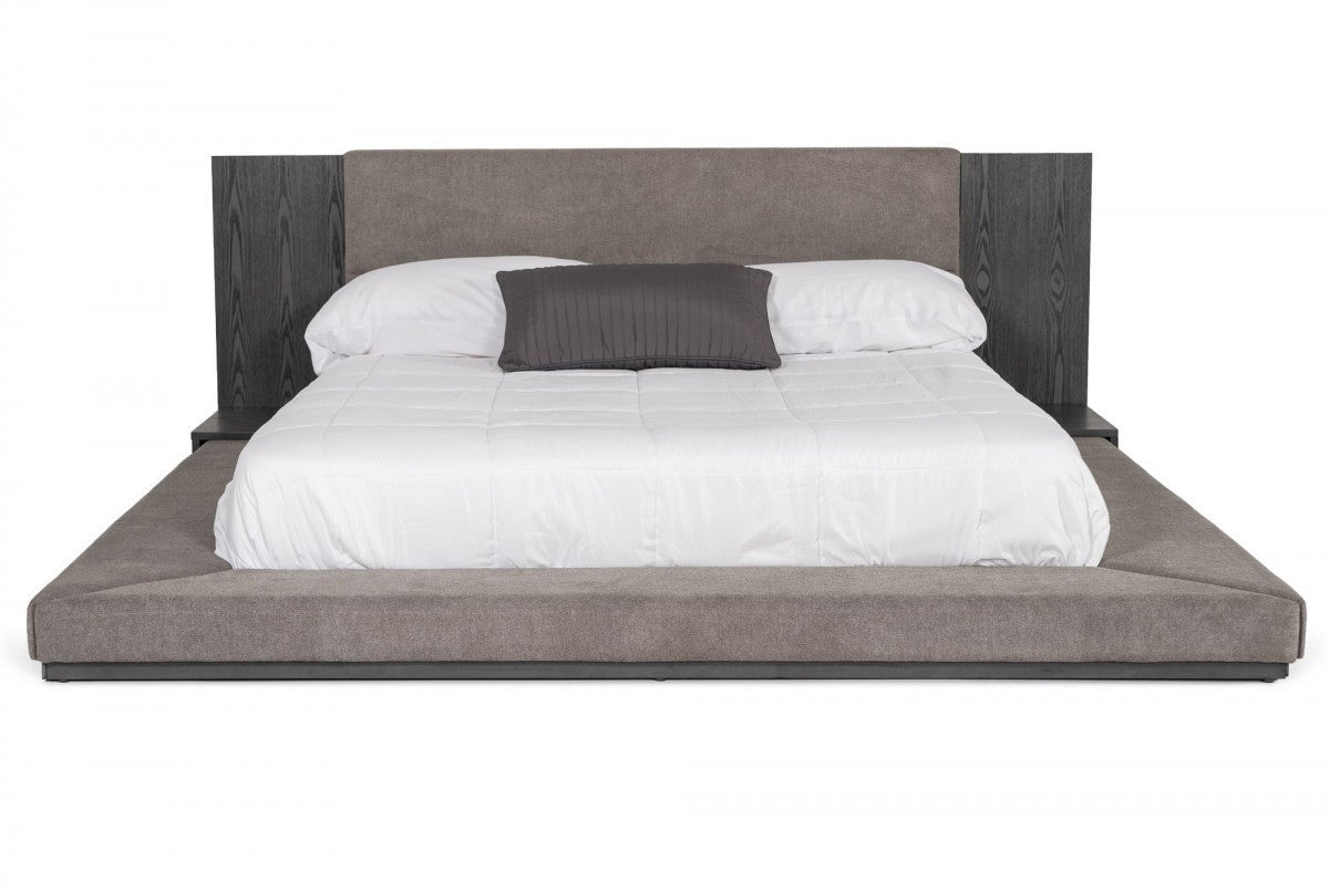 Gray Upholstered California King Bed