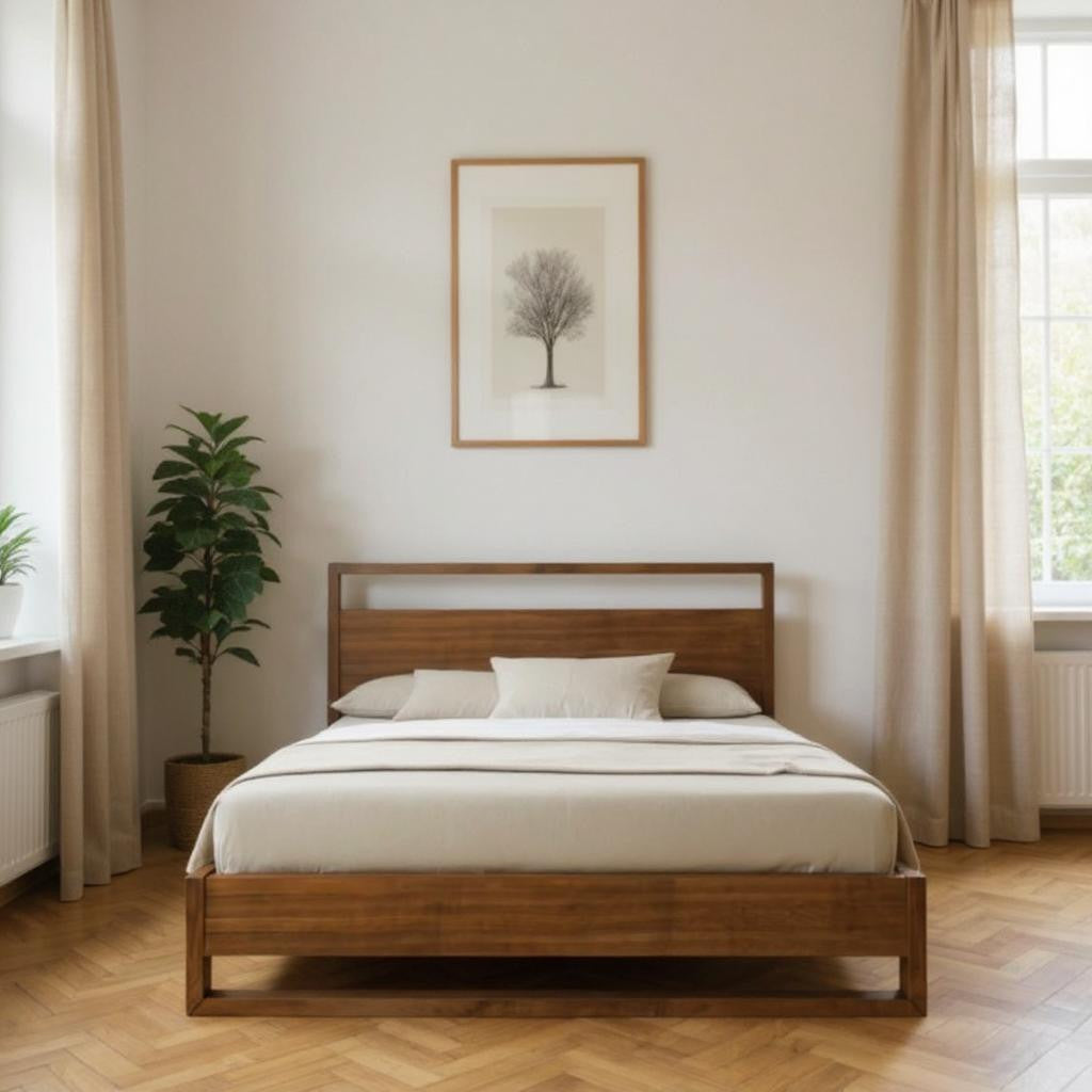 Brown Wood Queen Bed