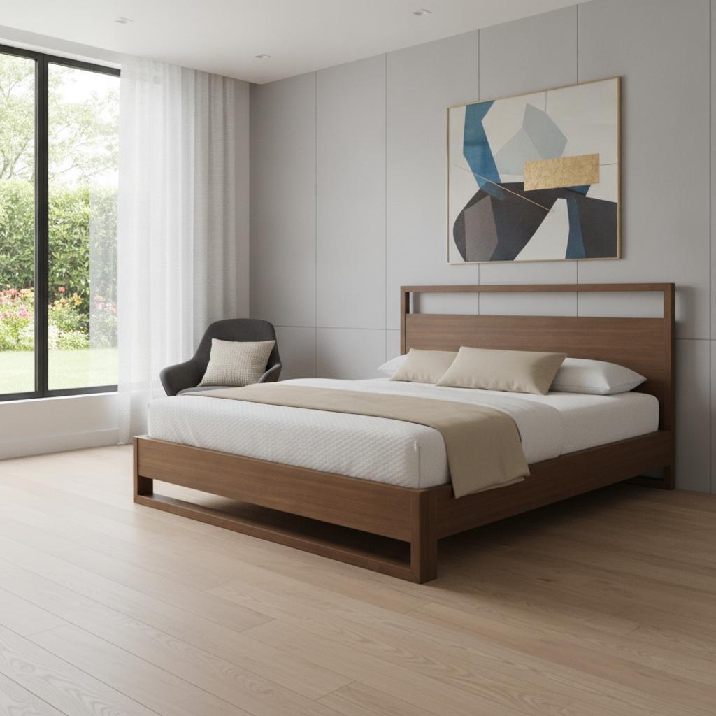 Brown Wood King Bed