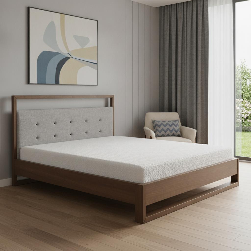 Brown & Gray Wood Tufted Upholstered Queen Bed