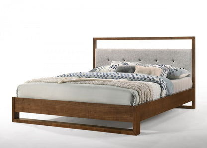 Brown & Gray Wood Tufted Upholstered California King Bed