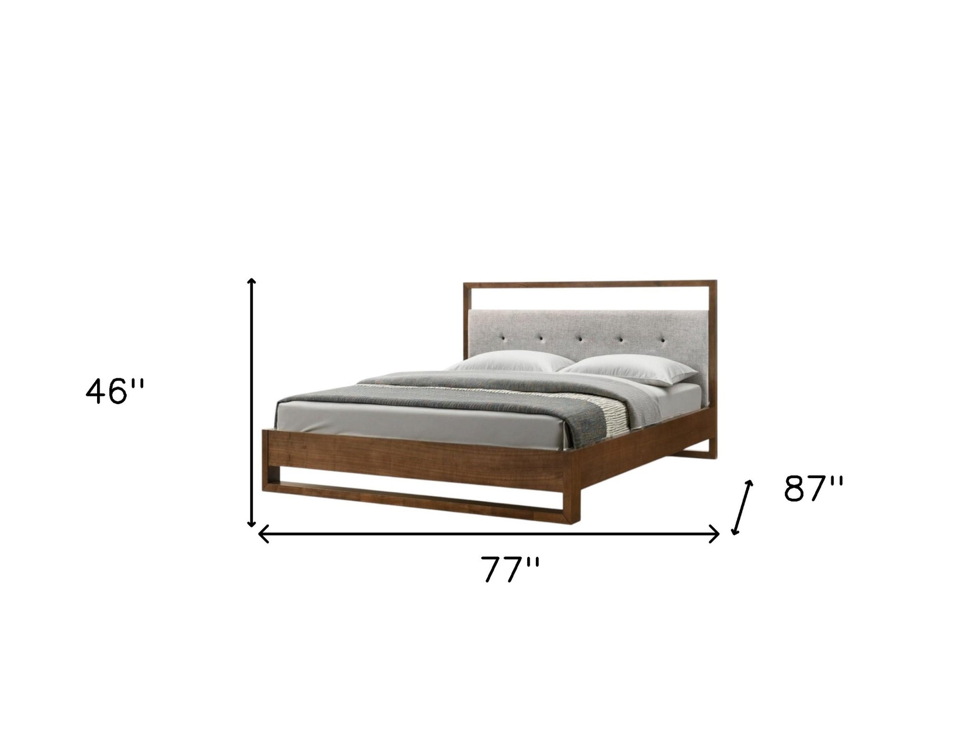 Brown & Gray Wood Tufted Upholstered California King Bed