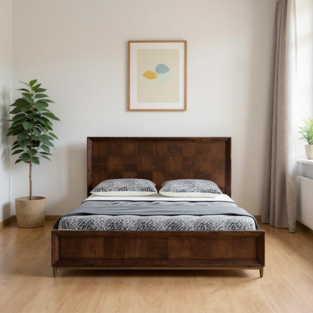 Brown Wood Queen Bed
