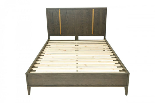 Brown & Gold Wood King Bed