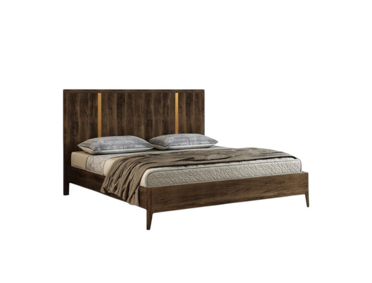 Brown and Gold Wood King Bed Frame