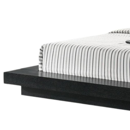 Black & Gray Wood & Faux Leather King Bed w/ Attached Nightstands