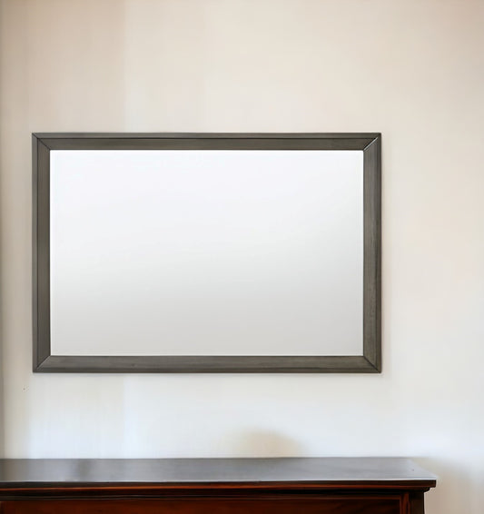 Gray Wood Framed Mounted Dresser Mirror