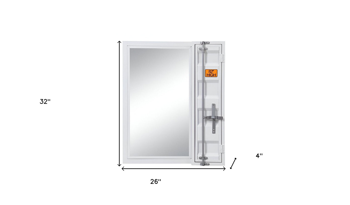 White Metal Framed Mounted Dresser Mirror