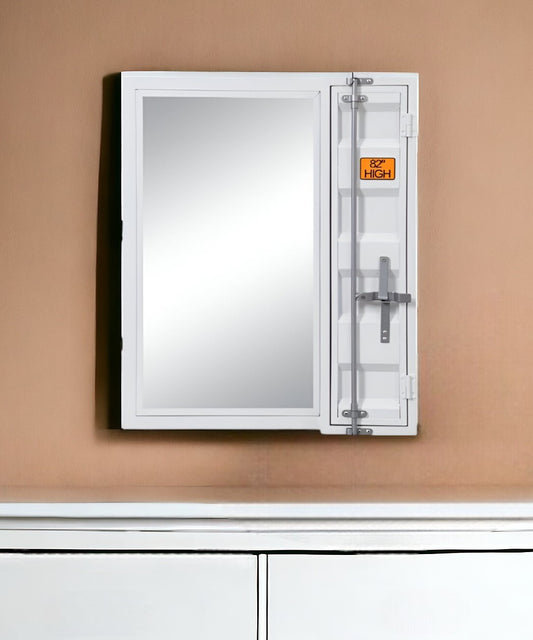 White Metal Framed Mounted Dresser Mirror