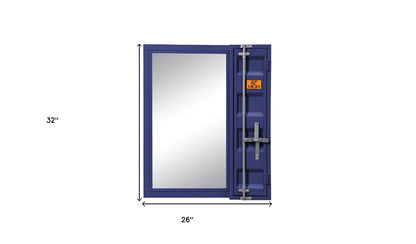 Blue Metal Framed Dresser Mirror