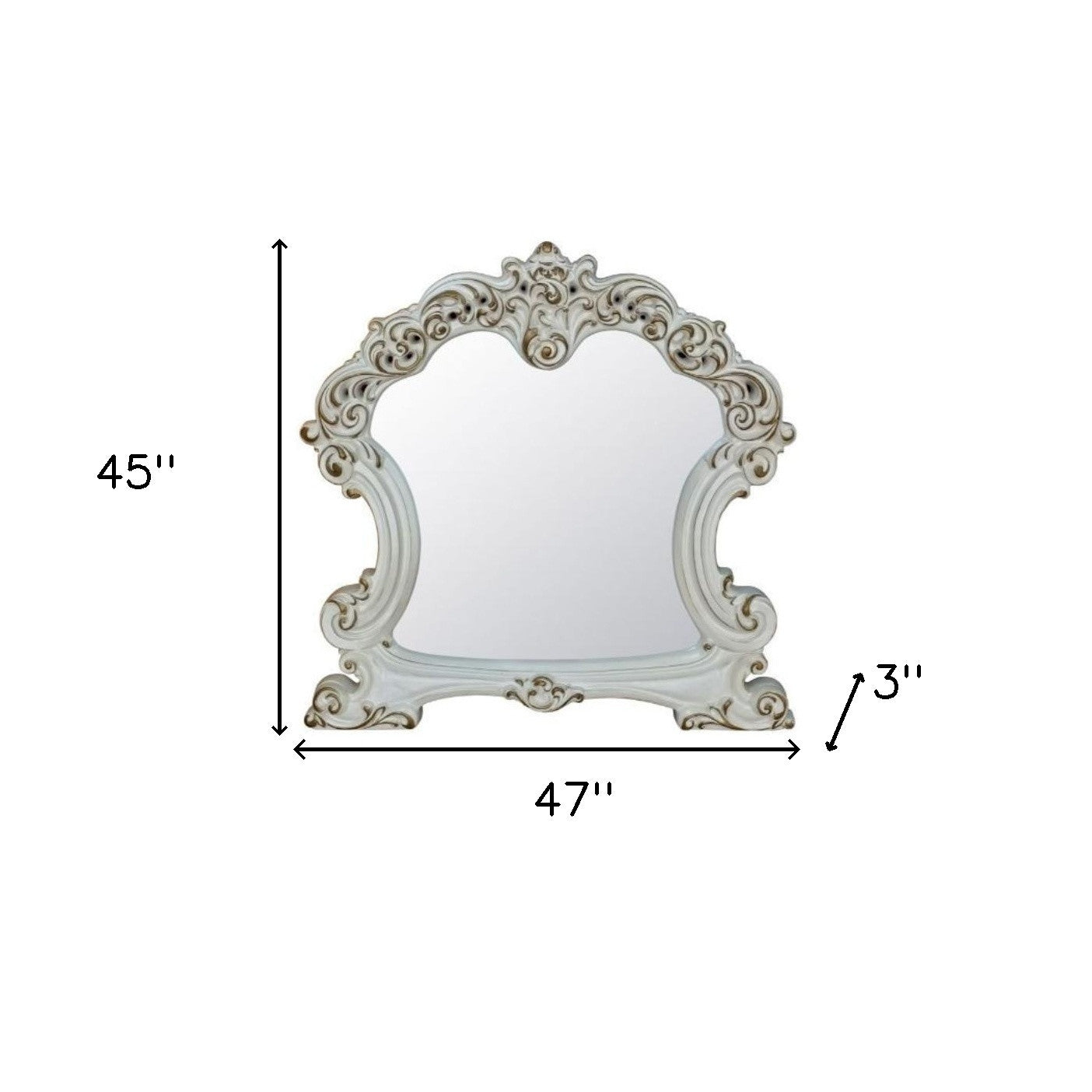 White Abstract Wood Framed Mounted Dresser Mirror