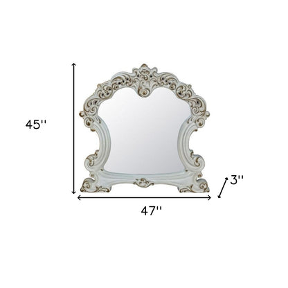 White Abstract Wood Framed Mounted Dresser Mirror