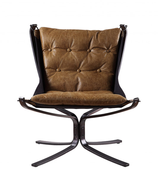 Coffee Top Grain Leather Lounge Chair