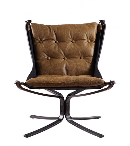 Coffee Top Grain Leather Lounge Chair