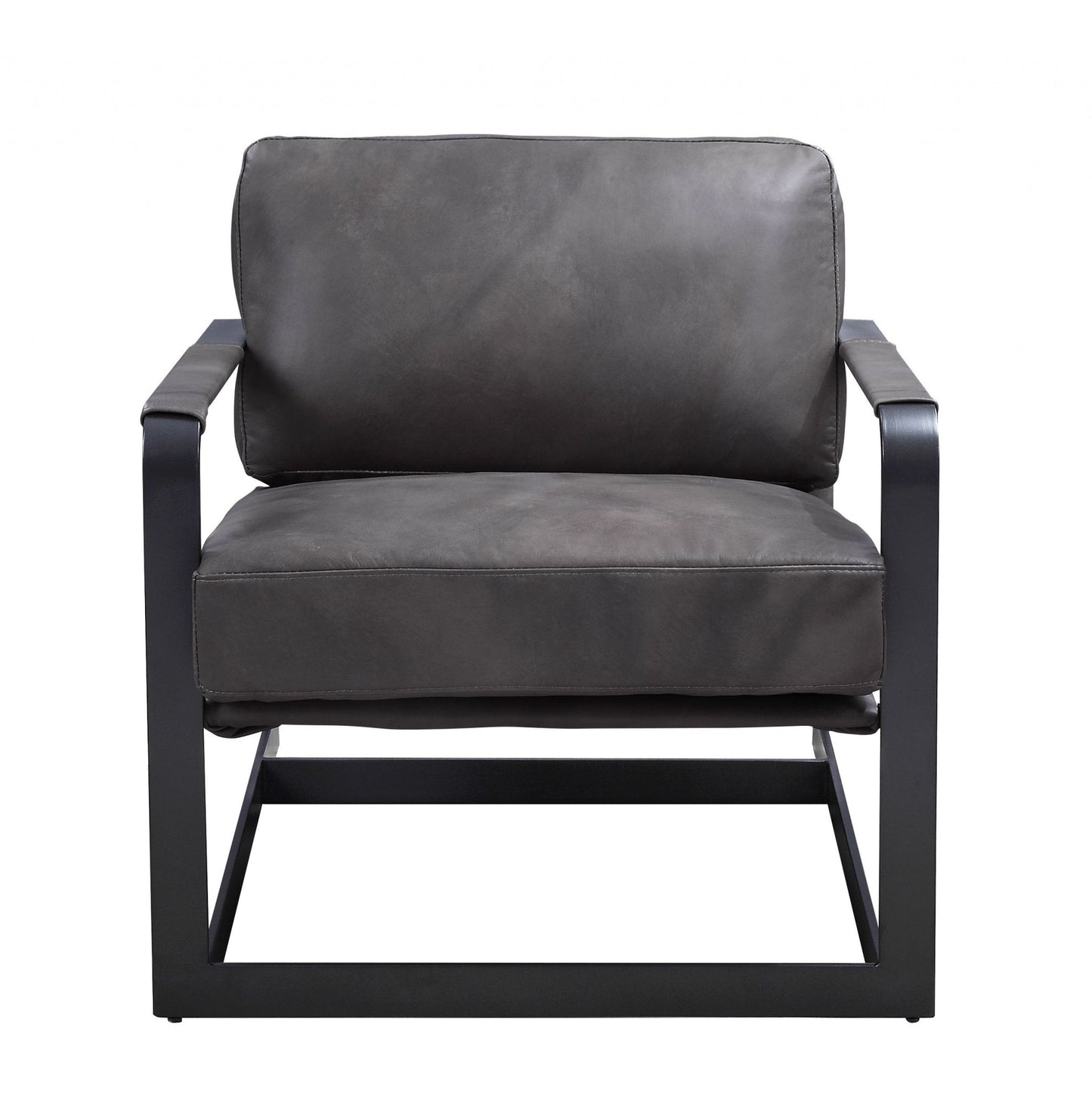 Gray & Steel Blue Top Grain Leather Arm Chair