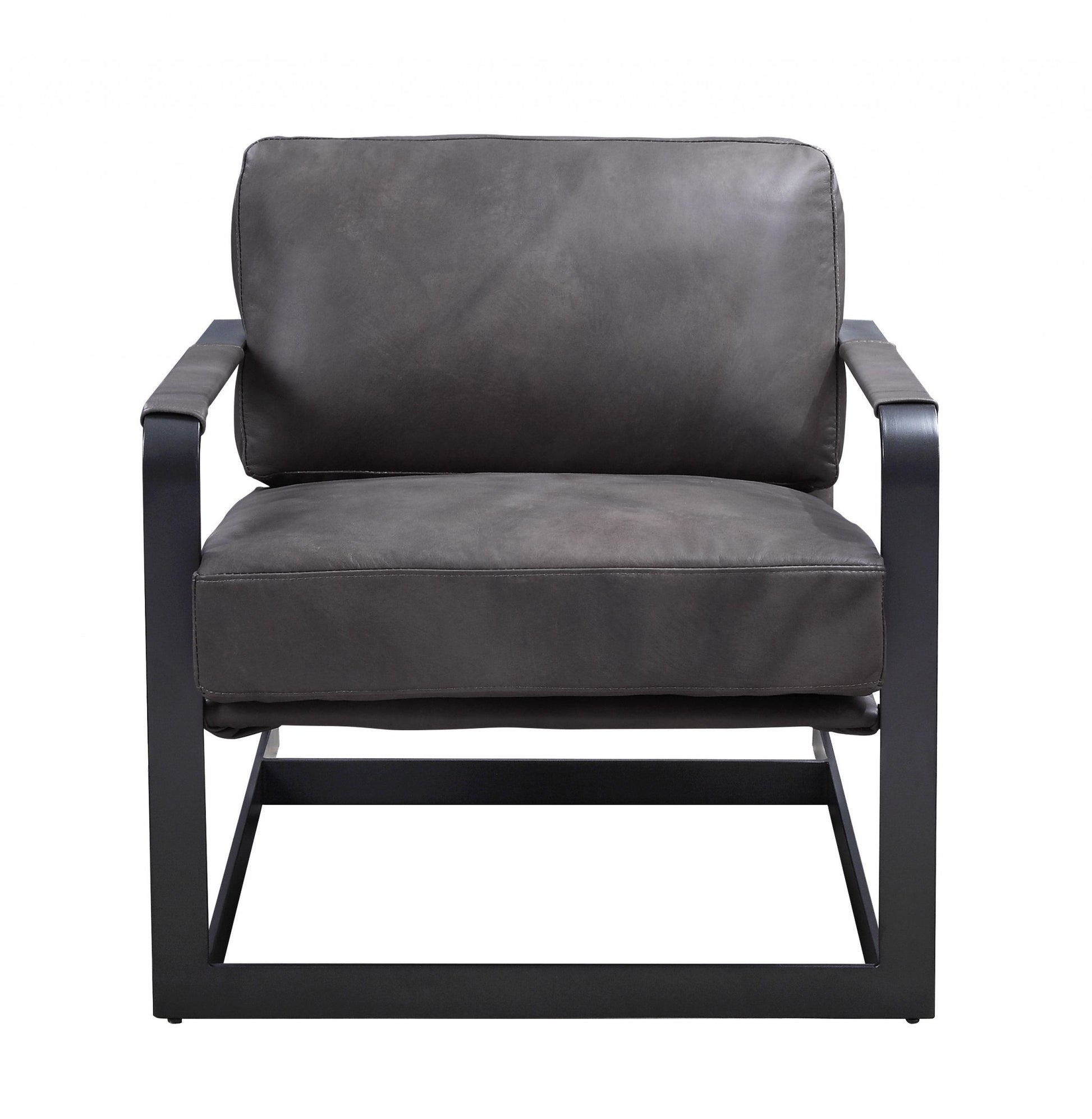 Gray & Steel Blue Top Grain Leather Arm Chair