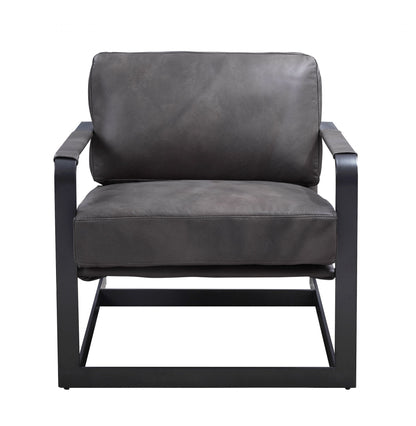 Gray & Steel Blue Top Grain Leather Arm Chair