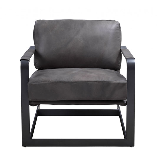 Gray & Steel Blue Top Grain Leather Arm Chair