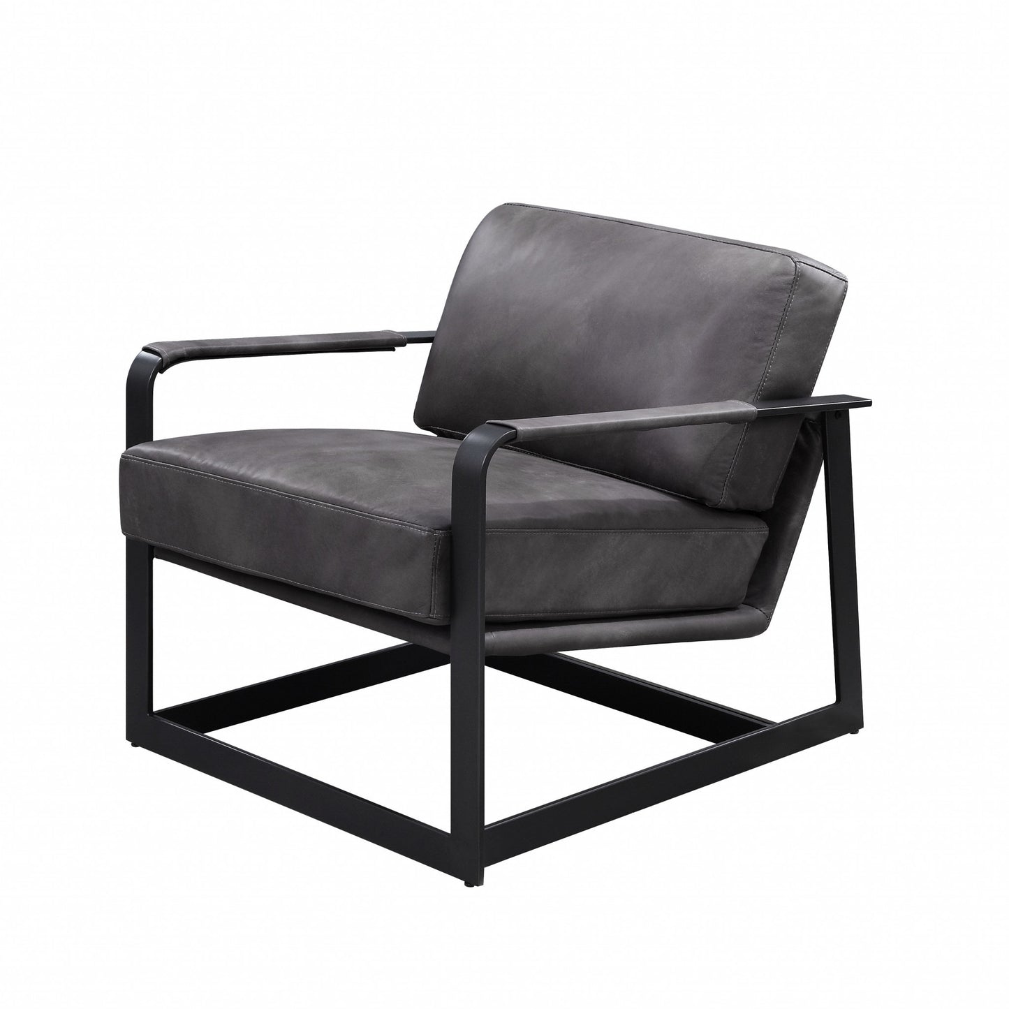 Gray & Steel Blue Top Grain Leather Arm Chair
